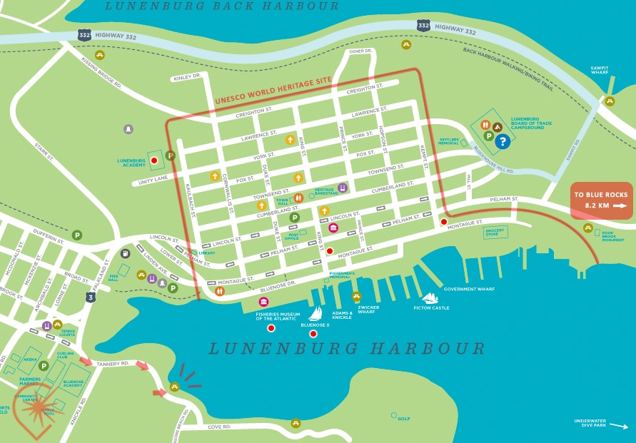 carte centre ville Lunenburg